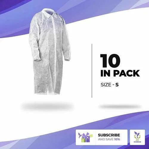 AMZ Disposable Gowns 3X-Large. Pack of 10 Adult Surgical Gowns. 35 gsm