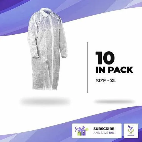 AMZ Disposable Gowns 3X-Large. Pack of 10 Adult Surgical Gowns. 35 gsm