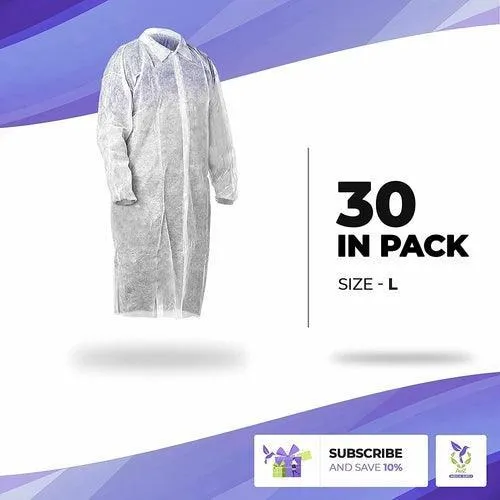 AMZ Disposable Gowns 3X-Large. Pack of 10 Adult Surgical Gowns. 35 gsm