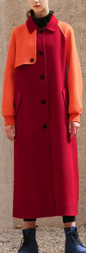 Color-Block Single Breasted Coat