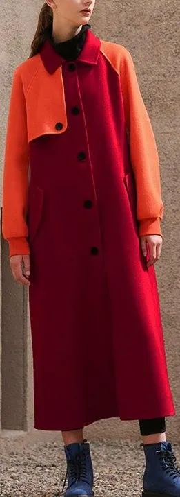 Color-Block Single Breasted Coat