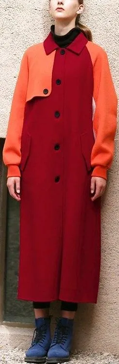 Color-Block Single Breasted Coat