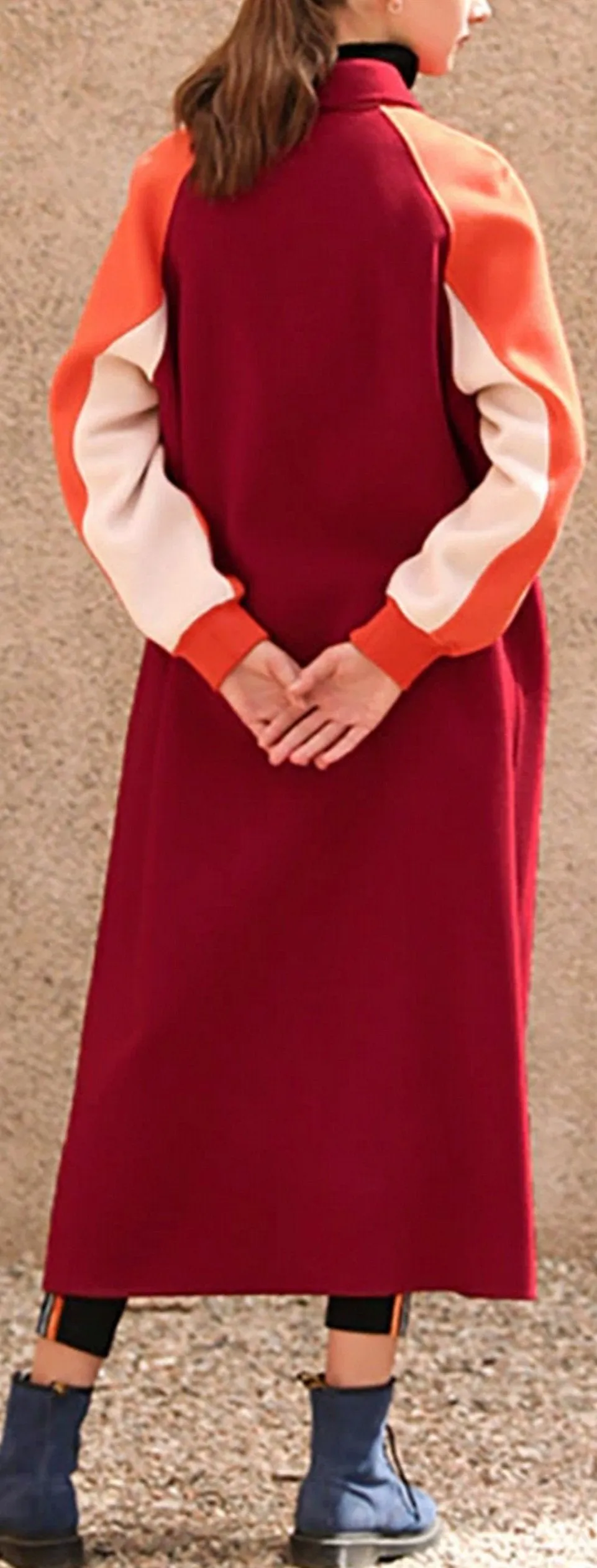 Color-Block Single Breasted Coat