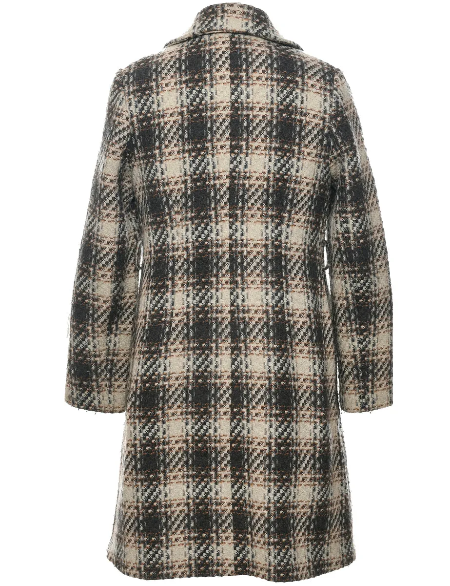 DKNY Checked Pattern Wool Coat - M
