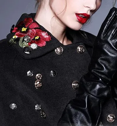 Embellished Wool-Blend Cape-Coat