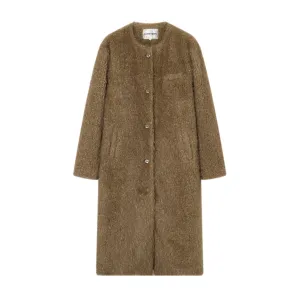 Khaki Faux Fur Long Coat