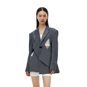 Laminated Cut Out Custom Adjustable Button Suit Grey