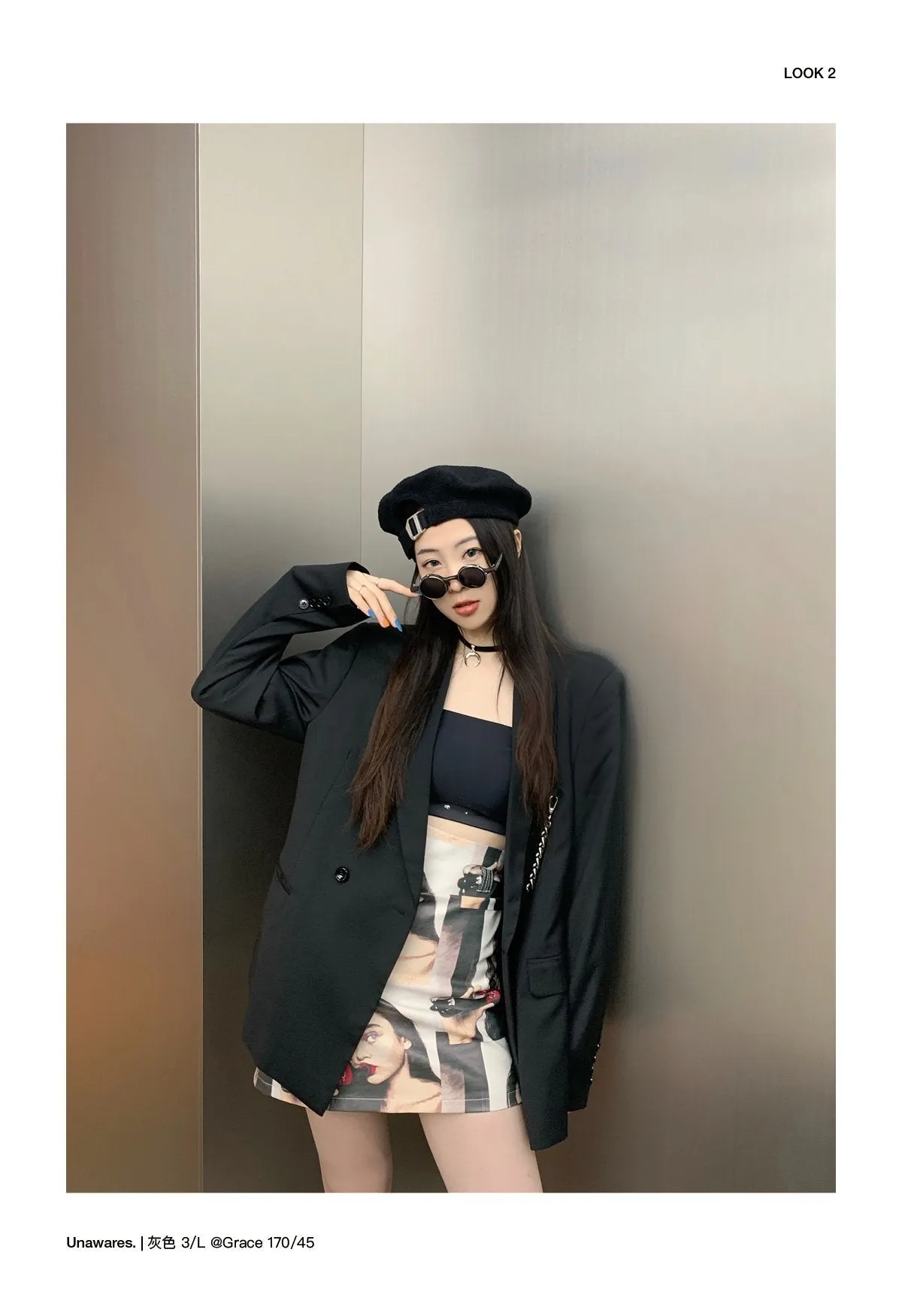 Metal Chain Double Breasted Suit Black