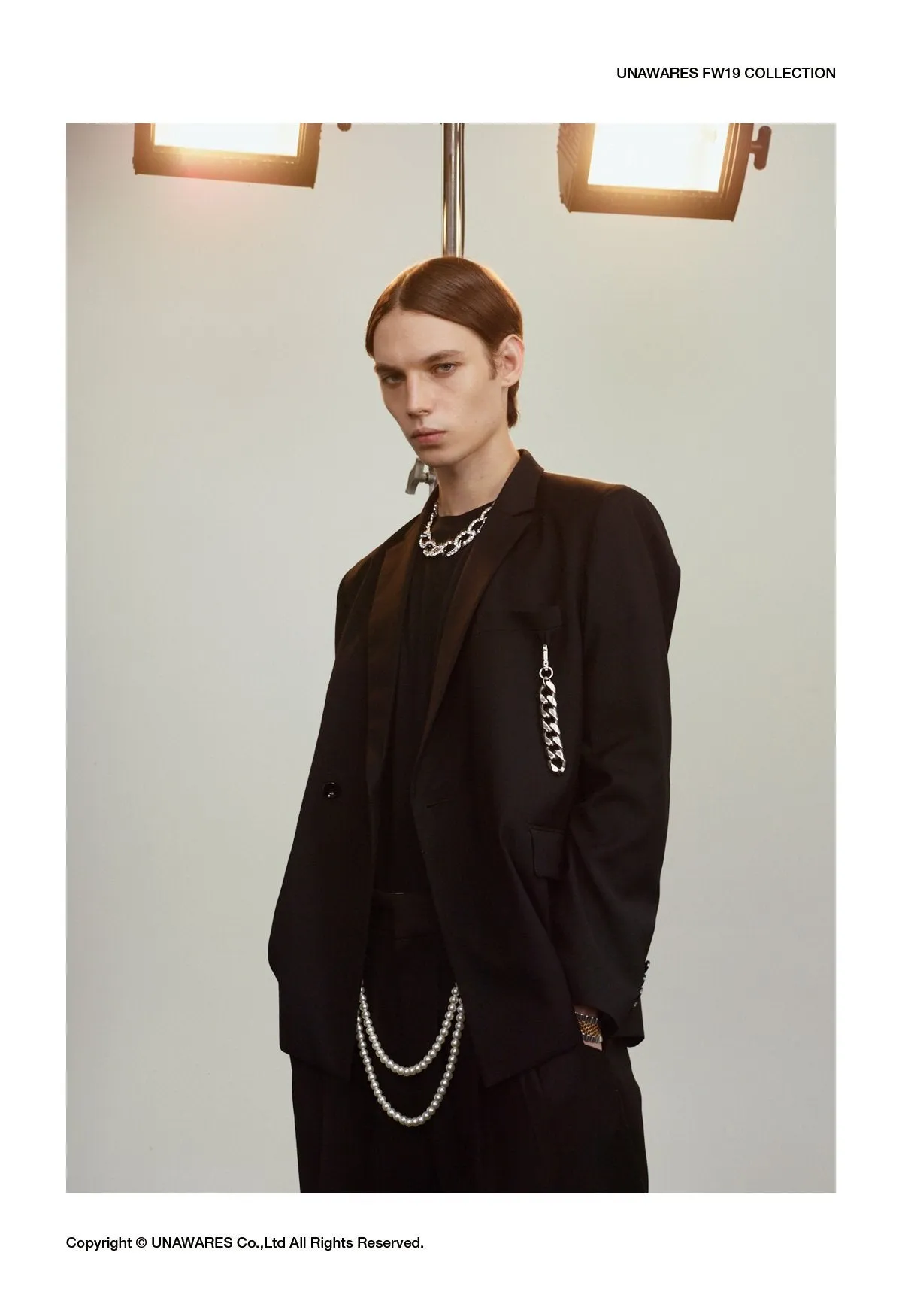 Metal Chain Double Breasted Suit Black