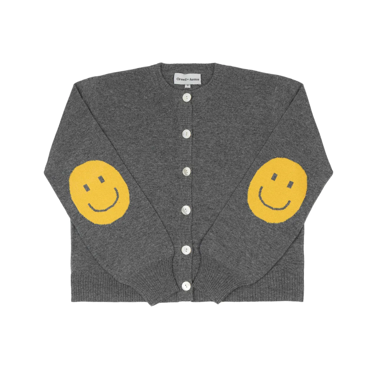 Charming Smile Patch Knit Cardigan - Cozy and Stylish
