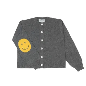 Charming Smile Patch Knit Cardigan - Cozy and Stylish