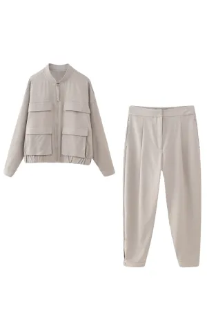 'Una' Bomber Jacket & High-Waist Trouser